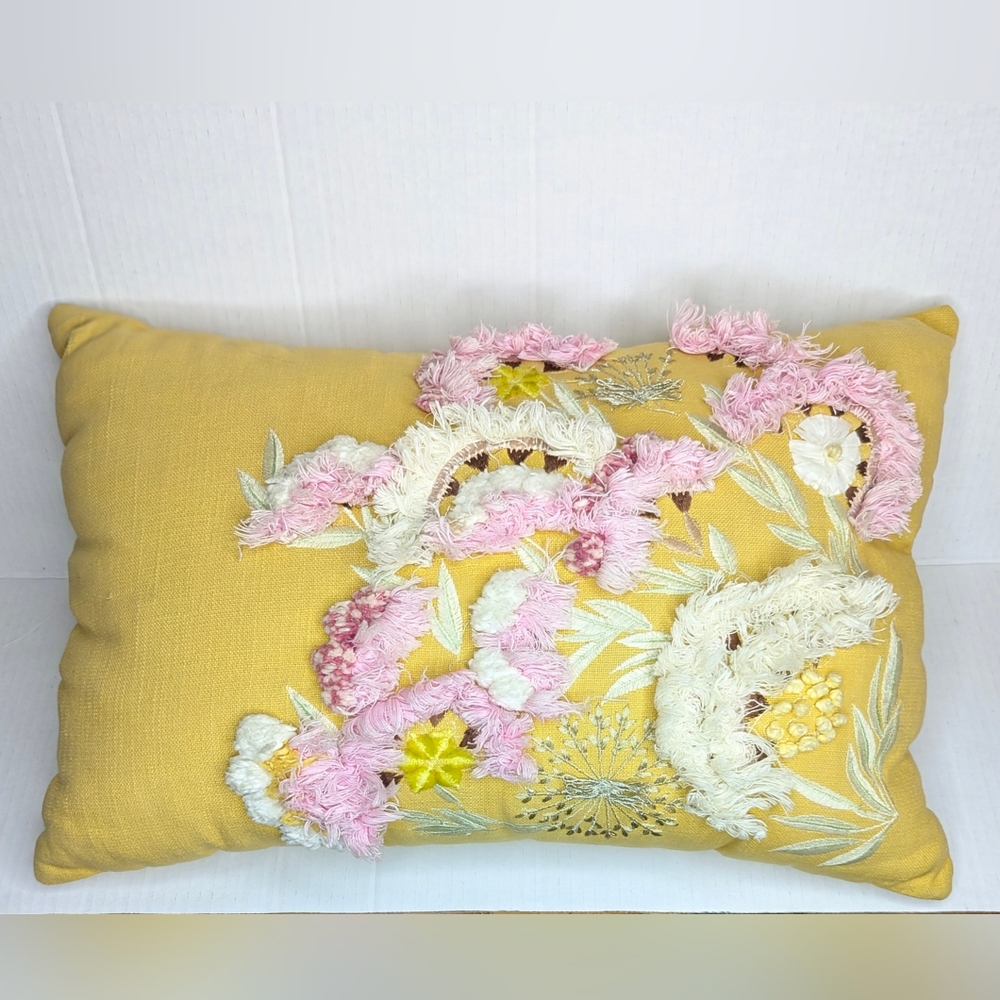 Magaschoni Home Embroidered Decorative Throw Pillow 20" X 14"